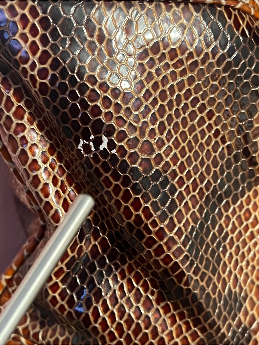 Zina Eva Snakeskin Leather Tote with Wood Handle - Picture 4 of 12